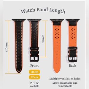 Apple Watch Authentic Leather Orange Black Reversible Watch Strap for iWatch